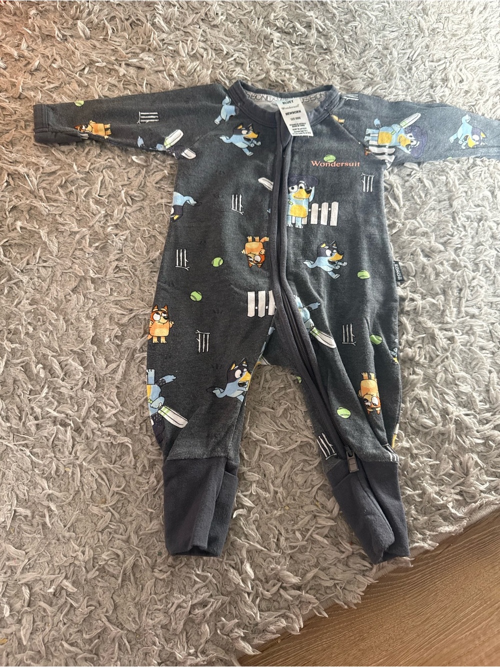 Bonds Navy Bluey Cricket Print One-Piece Footies